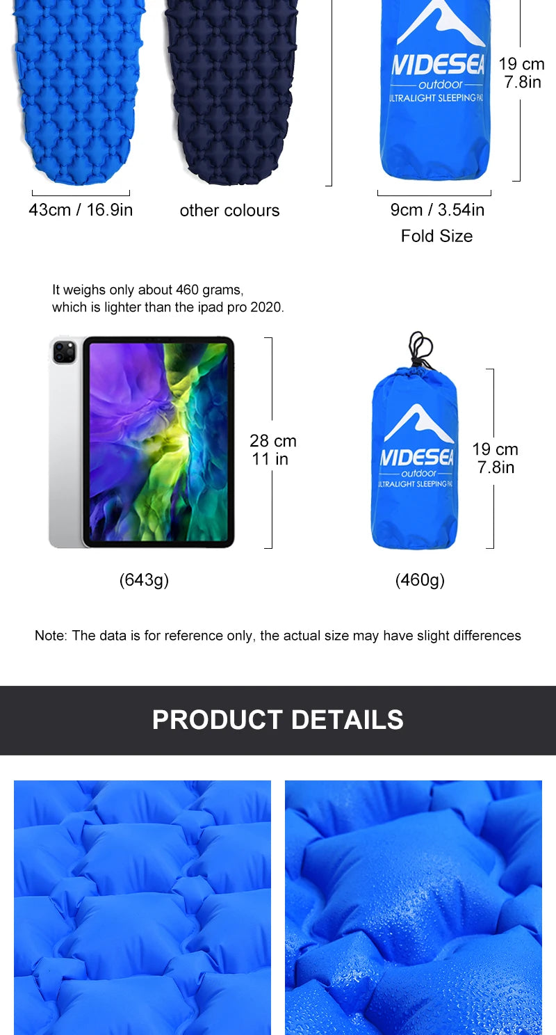 Widesea Camping Inflatable Mattress In Tent Folding Camp Bed  Sleeping Pad Picnic Blanket Travel Air Mat Camping Equipment