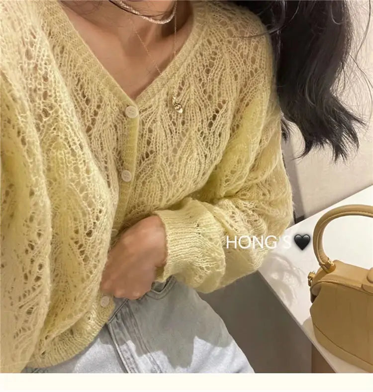 Cardigan Women Hollow Out 5 Colors Cropped Summer Breathable Casual Solid Soft Ulzzang Female All-match Hot Sale Loose Chic Ins