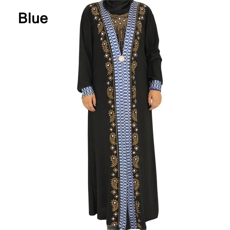 Dubai Arab Islam Abaya Women Muslim Long Dress Sequin Beading Kaftan Robes Elegant Splice Maxi Dresses Islamic Clothing Caftan