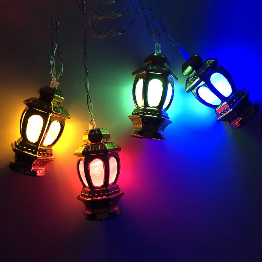 PAMNNY 10/20 LED Golden Lantern Fairy String Lights Battery Powered Outdoor Garden Ramadan Christmas Party Wedding Garland Light