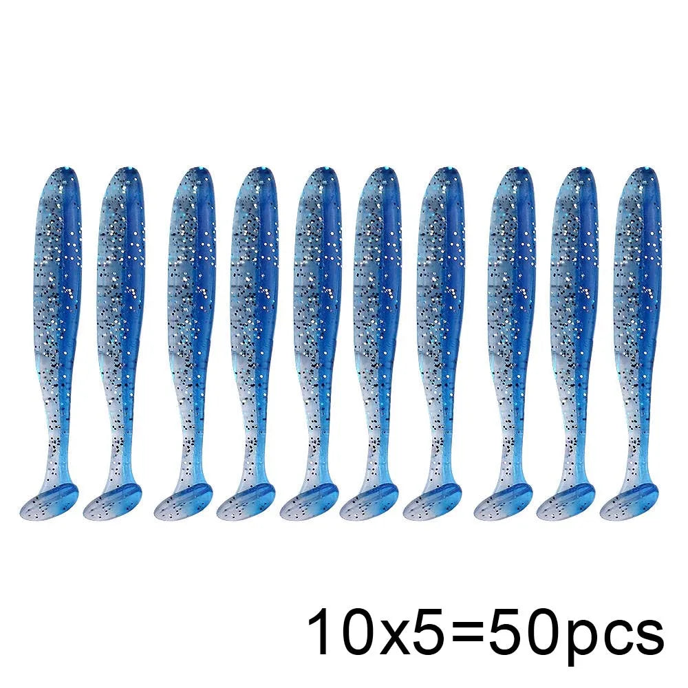 QXO 50 Pcs/Lot 7cm 10cm Soft Lure Shad Wobbler Silicone Bait Sea Worm Swimbait Streamer Silicone Lure Spinnerbait  Accessories