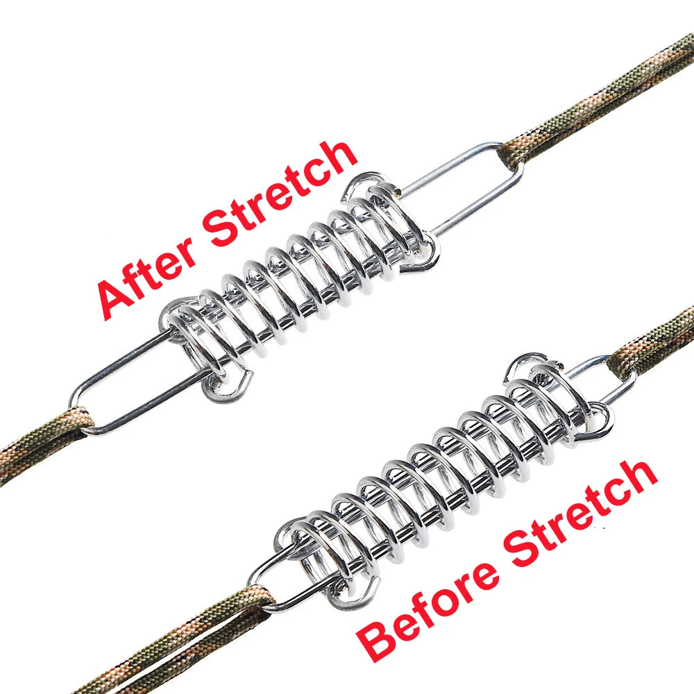 5/10Pcs/set Steel Tent Wind Rope Spring Buckle Tent Tensioner Camping Deck Pegs with Carabiner Clips Awning Tightener Fixed Hook