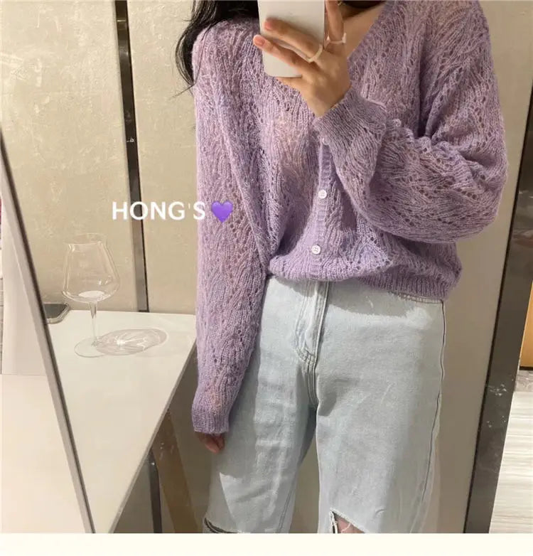 Cardigan Women Hollow Out 5 Colors Cropped Summer Breathable Casual Solid Soft Ulzzang Female All-match Hot Sale Loose Chic Ins
