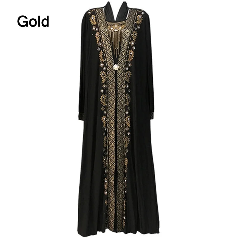 Dubai Arab Islam Abaya Women Muslim Long Dress Sequin Beading Kaftan Robes Elegant Splice Maxi Dresses Islamic Clothing Caftan