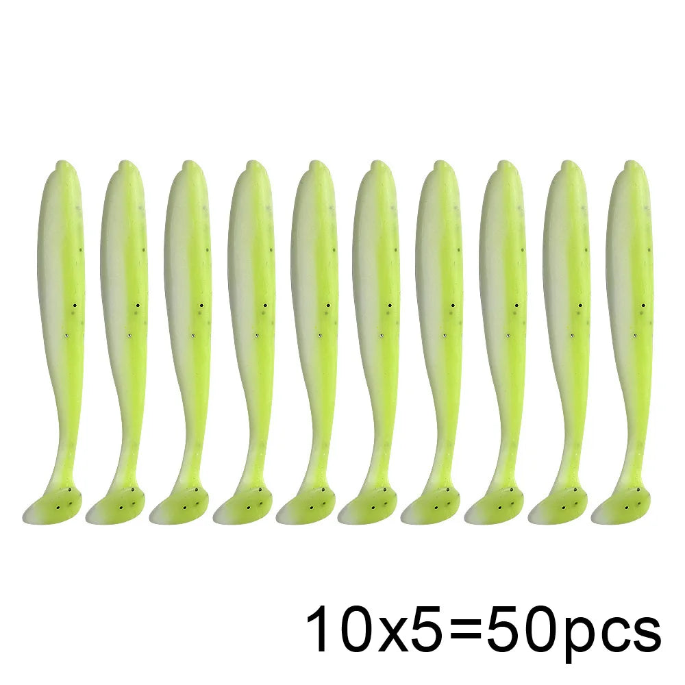 QXO 50 Pcs/Lot 7cm 10cm Soft Lure Shad Wobbler Silicone Bait Sea Worm Swimbait Streamer Silicone Lure Spinnerbait  Accessories