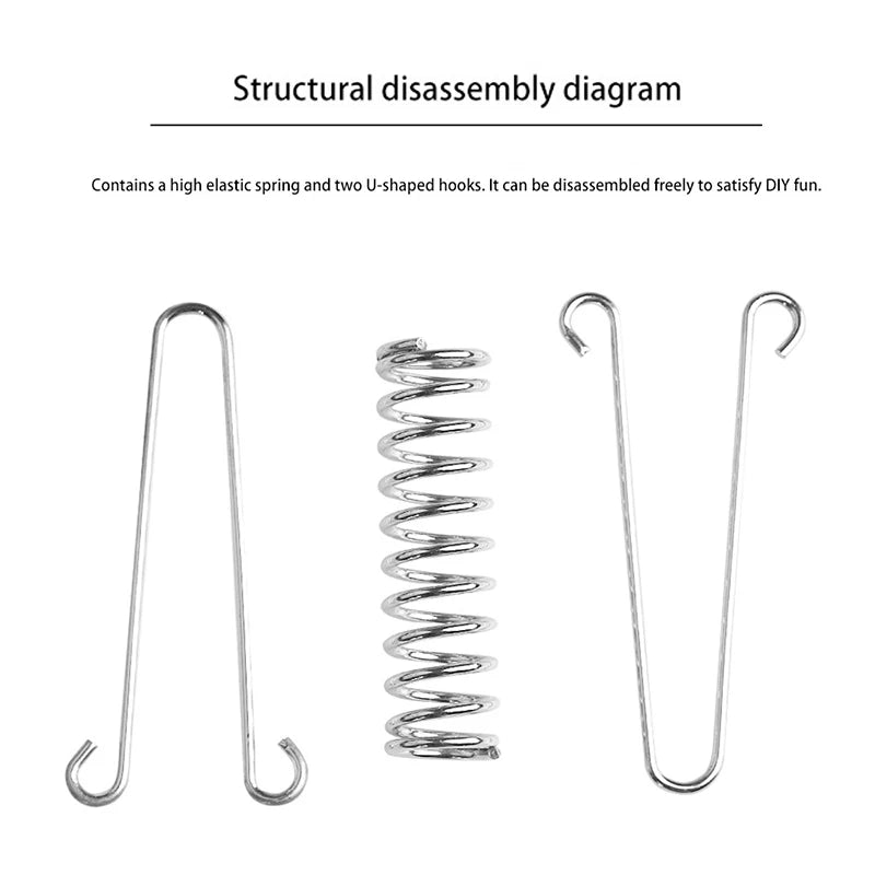 5/10Pcs/set Steel Tent Wind Rope Spring Buckle Tent Tensioner Camping Deck Pegs with Carabiner Clips Awning Tightener Fixed Hook