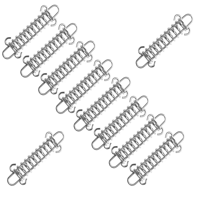 5/10Pcs/set Steel Tent Wind Rope Spring Buckle Tent Tensioner Camping Deck Pegs with Carabiner Clips Awning Tightener Fixed Hook