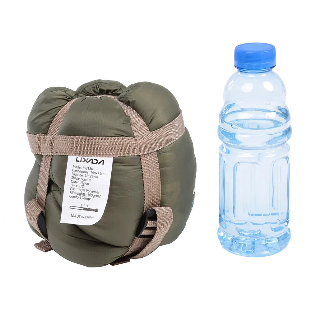 Lixada Camping Sleeping Bag 190*75cm Type Polyester Sleeping Bags Camping With Compression Bag Camping Equipment 680g