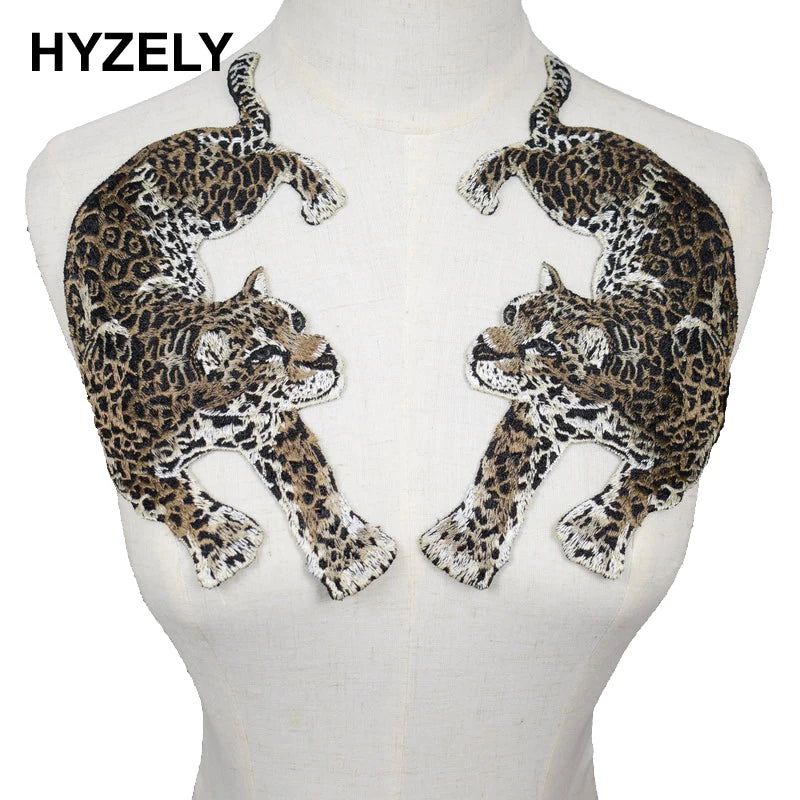 1 Pair Leopard Patches Sew on Clothing Embroidery Biker Patch Diy Applique Clothes t Shirt Women Stickers Scrapbooking