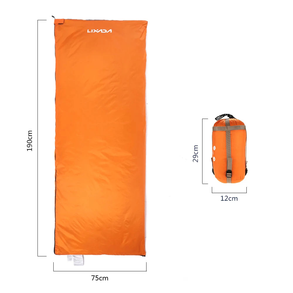Lixada Camping Sleeping Bag 190*75cm Type Polyester Sleeping Bags Camping With Compression Bag Camping Equipment 680g