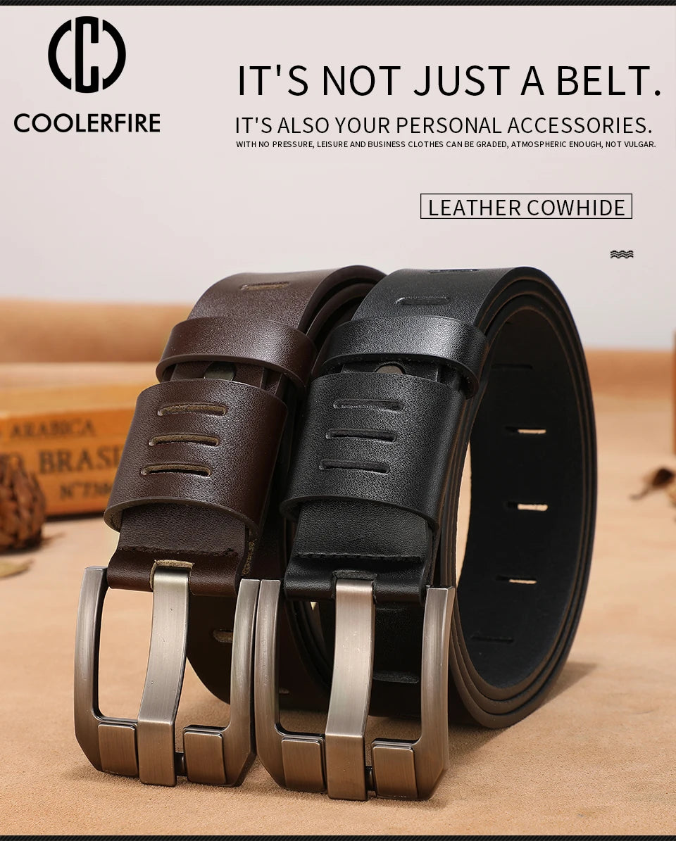 cowhide genuine leather belts for men brand male pin buckle jeans cowboy Mens Belt Luxury Designer High Quality Leather belt men