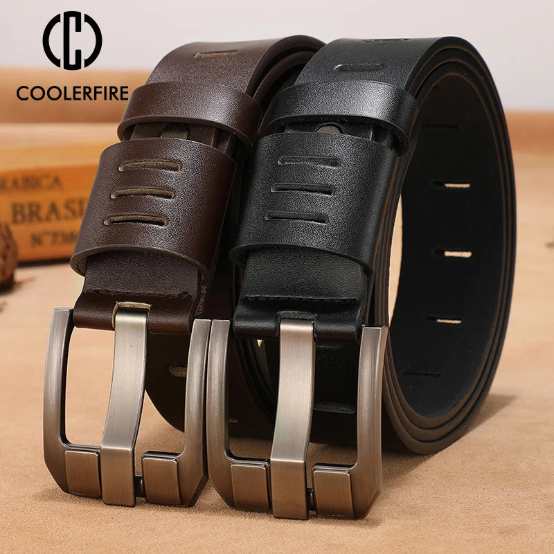 cowhide genuine leather belts for men brand male pin buckle jeans cowboy Mens Belt Luxury Designer High Quality Leather belt men
