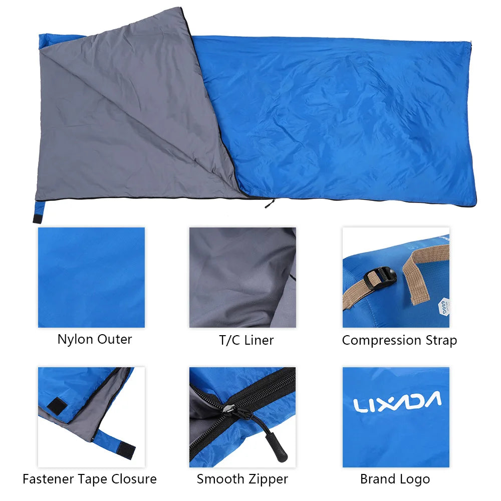 Lixada Camping Sleeping Bag 190*75cm Type Polyester Sleeping Bags Camping With Compression Bag Camping Equipment 680g
