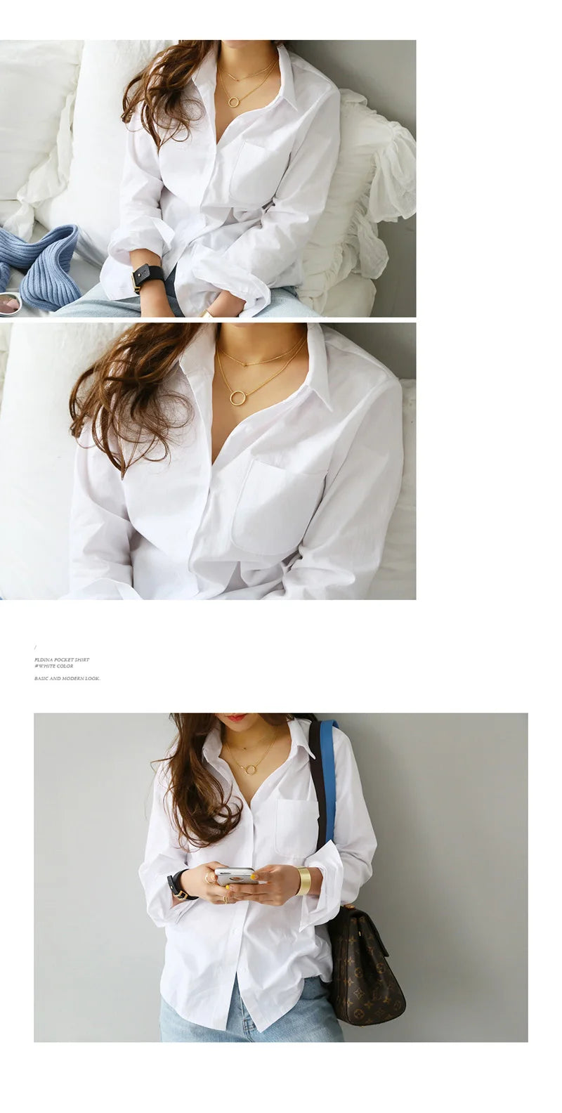 Women Shirts and Blouses 2025 Feminine Tops Long Sleeve Casual White Turn-down Collar OL Style Elegant Loose Clothes 3496 50