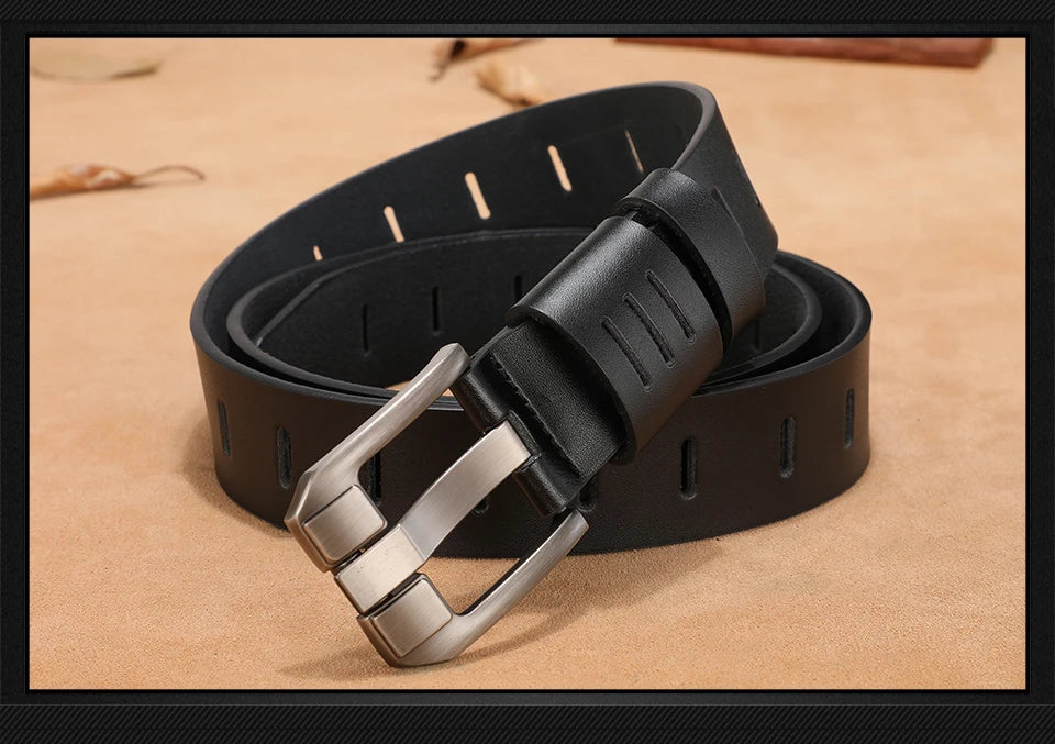 cowhide genuine leather belts for men brand male pin buckle jeans cowboy Mens Belt Luxury Designer High Quality Leather belt men