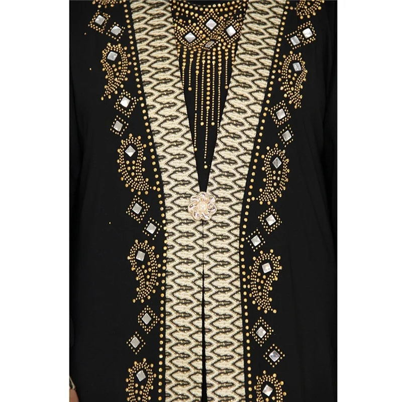 Dubai Arab Islam Abaya Women Muslim Long Dress Sequin Beading Kaftan Robes Elegant Splice Maxi Dresses Islamic Clothing Caftan