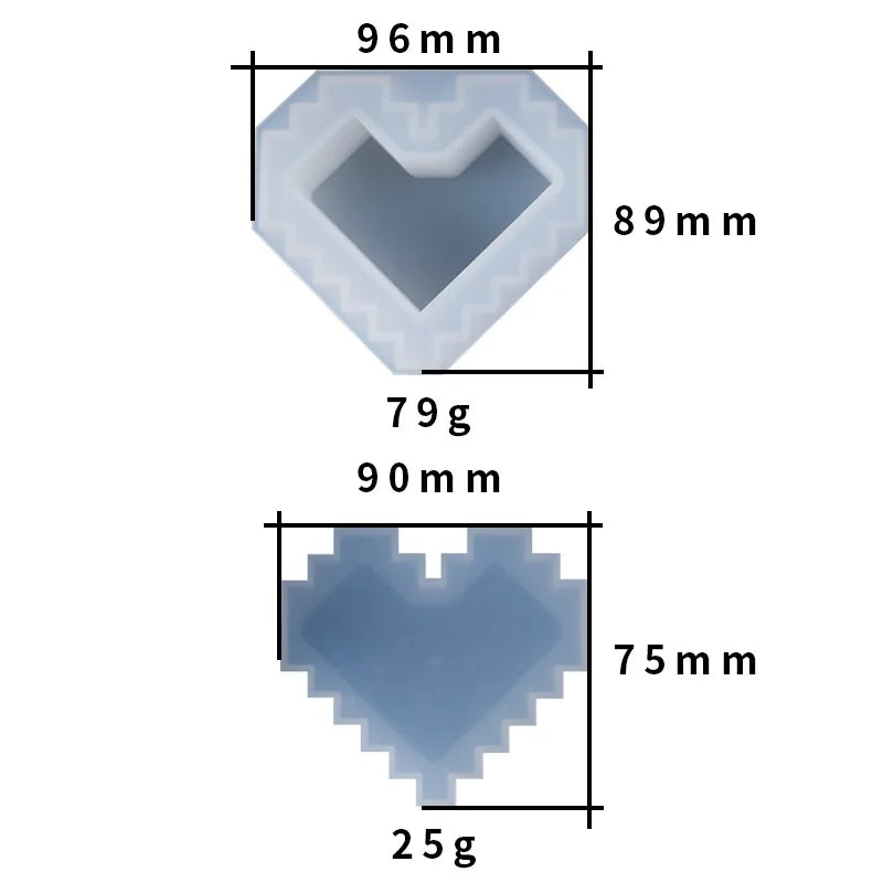 DIY Crystal Epoxy Resin Mold Pixel Love Storage Box Silicone Mold For Resin Heart-shaped Storage Box Mold