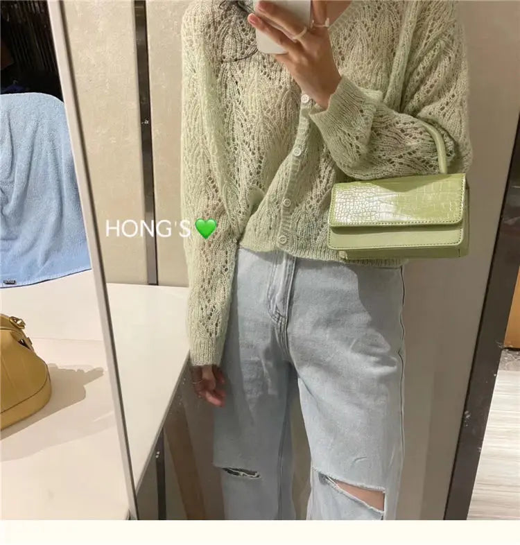 Cardigan Women Hollow Out 5 Colors Cropped Summer Breathable Casual Solid Soft Ulzzang Female All-match Hot Sale Loose Chic Ins