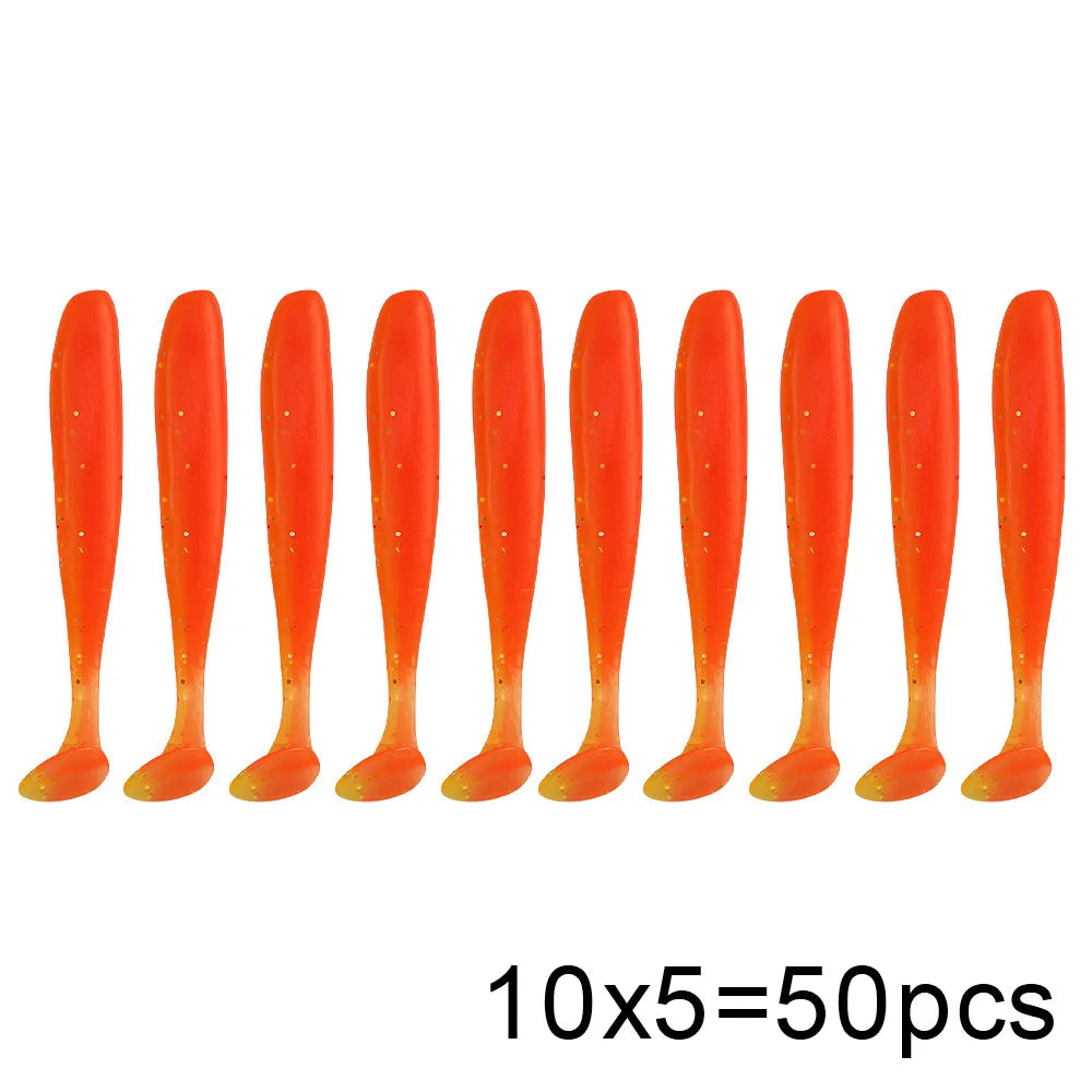 QXO 50 Pcs/Lot 7cm 10cm Soft Lure Shad Wobbler Silicone Bait Sea Worm Swimbait Streamer Silicone Lure Spinnerbait  Accessories