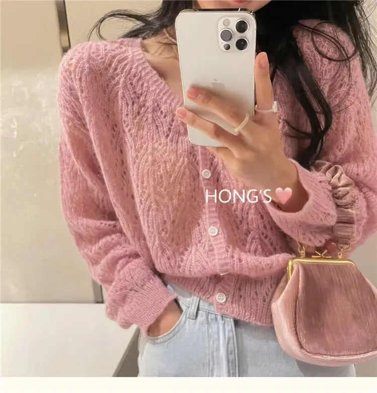 Cardigan Women Hollow Out 5 Colors Cropped Summer Breathable Casual Solid Soft Ulzzang Female All-match Hot Sale Loose Chic Ins