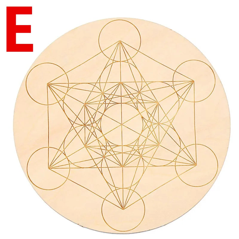 10PCS Round Edge Circles Carved Coaster Natural Chakra Flower of Life Symbol Wood For Stone Crystal Set Table Mat Kitchen DIY