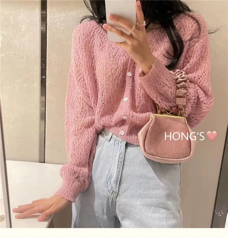 Cardigan Women Hollow Out 5 Colors Cropped Summer Breathable Casual Solid Soft Ulzzang Female All-match Hot Sale Loose Chic Ins