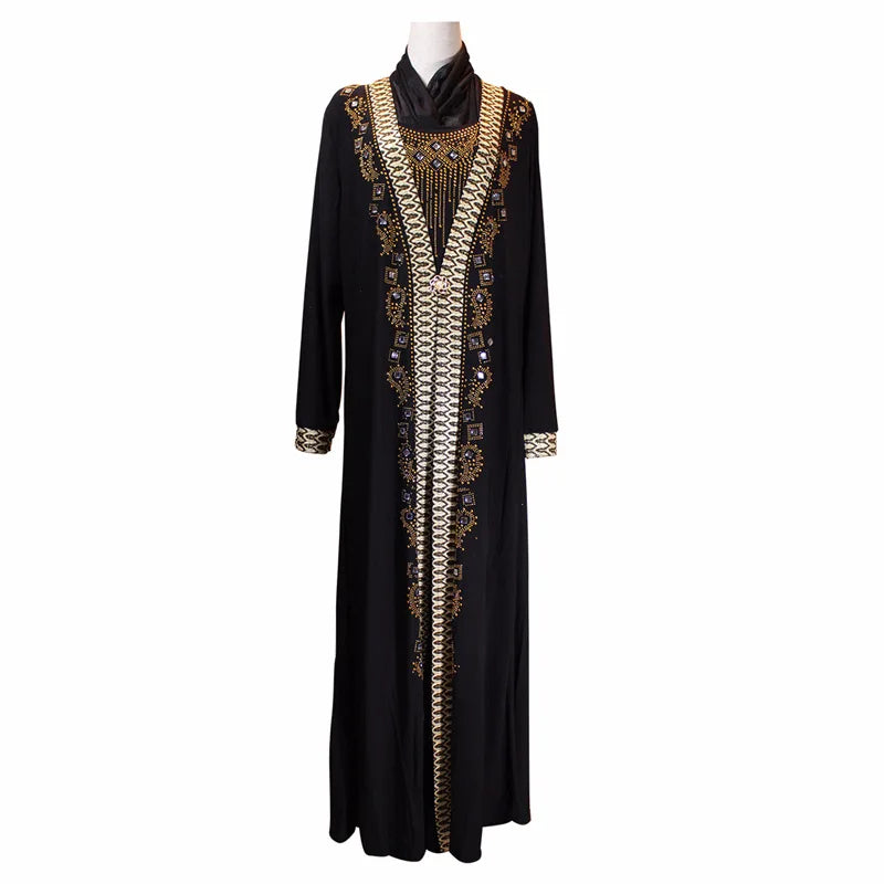 Dubai Arab Islam Abaya Women Muslim Long Dress Sequin Beading Kaftan Robes Elegant Splice Maxi Dresses Islamic Clothing Caftan