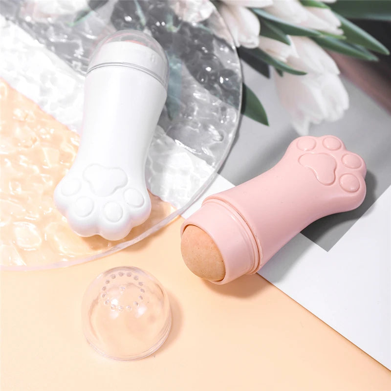 Cat Paw Face Oil Absorbing Roller  Volcanic Stone Blemish Remover Facial Shiny Changing Pores Oil Removal Massage Artifact Tools