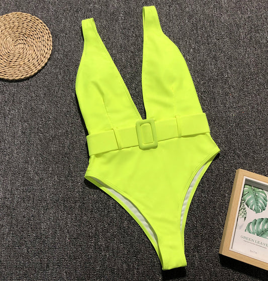 Sexy Pure Deep V Backless Swimwear Maillo