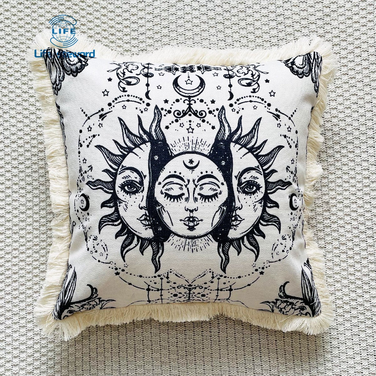 Tassel Edge Cotton Linen Pillowcase Home Decor Cushion Cover