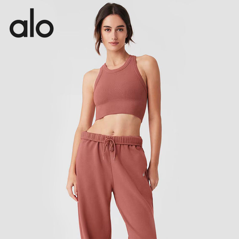 Alo Yoga Seamless Nude Feel Turtleneck Yoga Vest with Chest Pad Bubble Wrap Push-up High Intensity Exercise Intimates Outwear