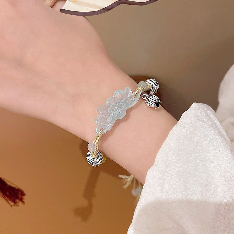 Easiest for Match Fancy Pearl Bracelet Women's New Chinese Style Chinese Ancient Style Obsidian Beaded Bracelet Crystal Bracelet Bracelet
