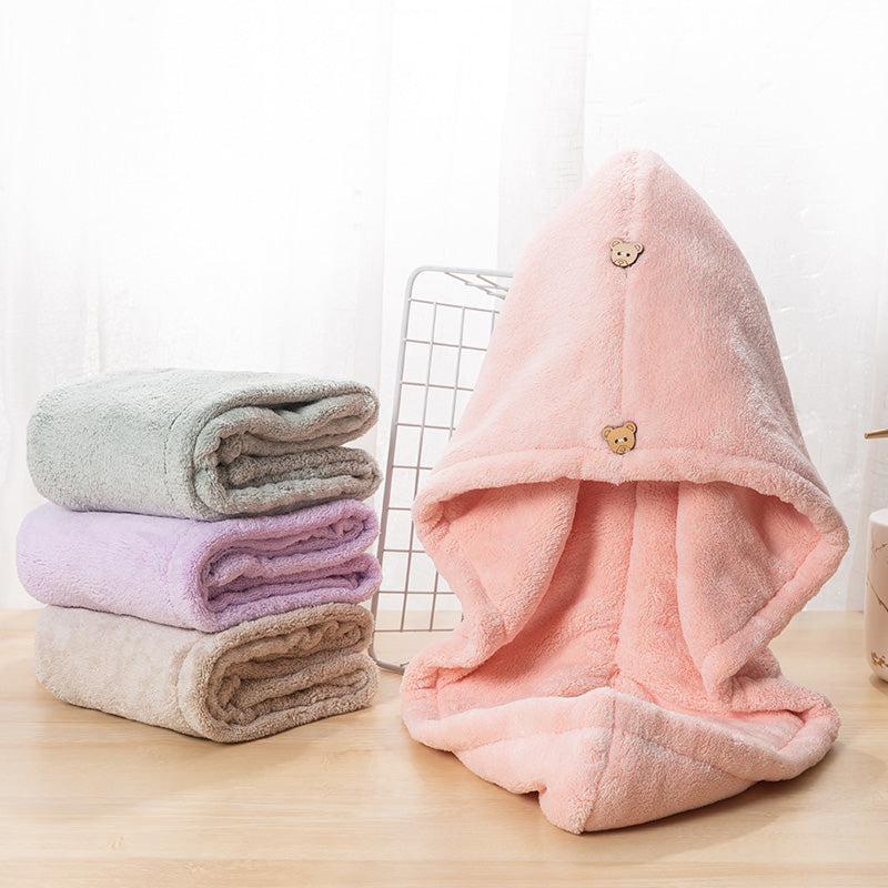 Student Bath Towel Double Layer Thickened Quick Hair Dry Cap