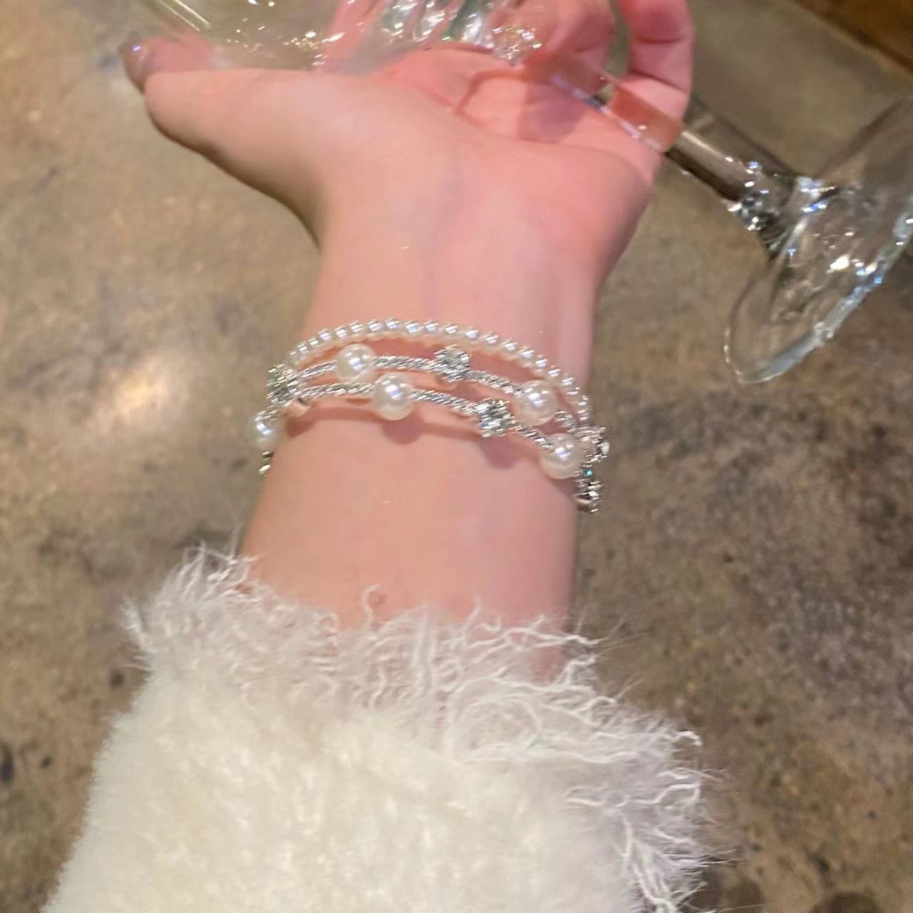 Easiest for Match Fancy Pearl Bracelet Women's New Chinese Style Chinese Ancient Style Obsidian Beaded Bracelet Crystal Bracelet Bracelet