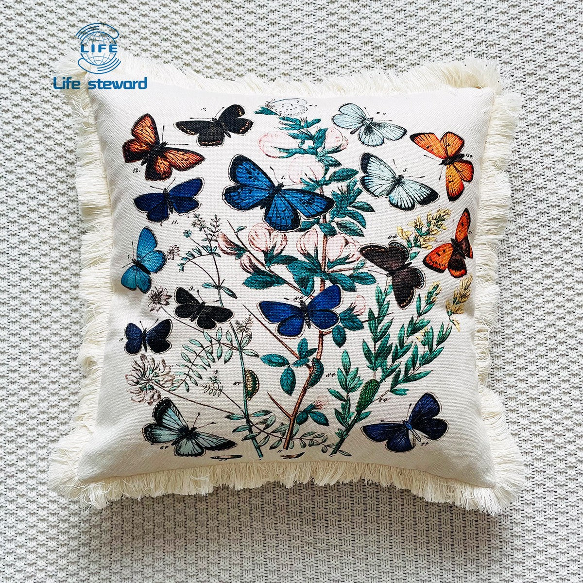 Tassel Edge Cotton Linen Pillowcase Home Decor Cushion Cover