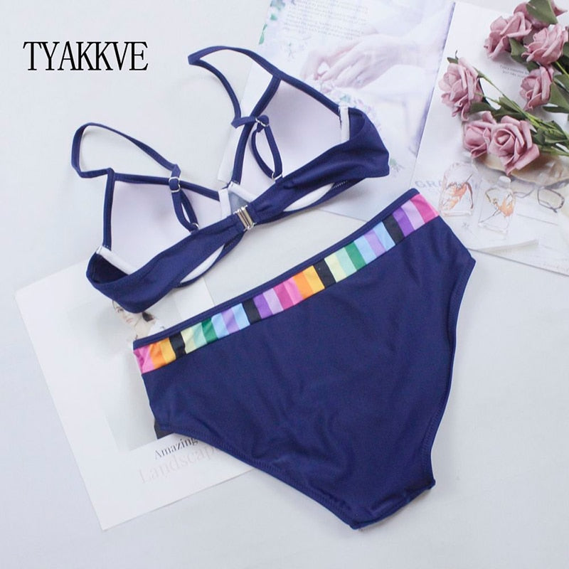 Sexy Black Bikini Set Swimwear Women Print Swimsuit Pus