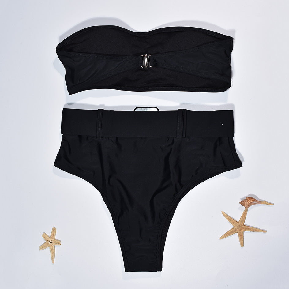 High Waist Bikini Sexy Black Swimwear Women Swimsuit Hi