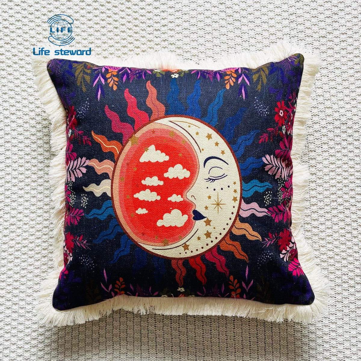 Tassel Edge Cotton Linen Pillowcase Home Decor Cushion Cover