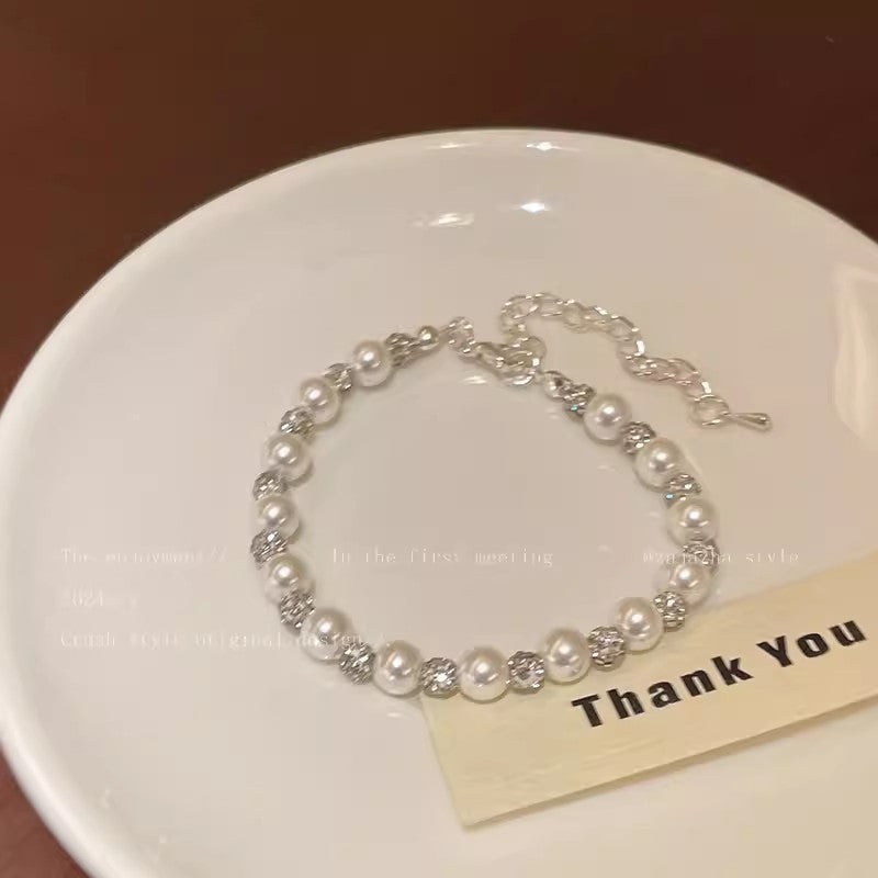 Easiest for Match Fancy Pearl Bracelet Women's New Chinese Style Chinese Ancient Style Obsidian Beaded Bracelet Crystal Bracelet Bracelet
