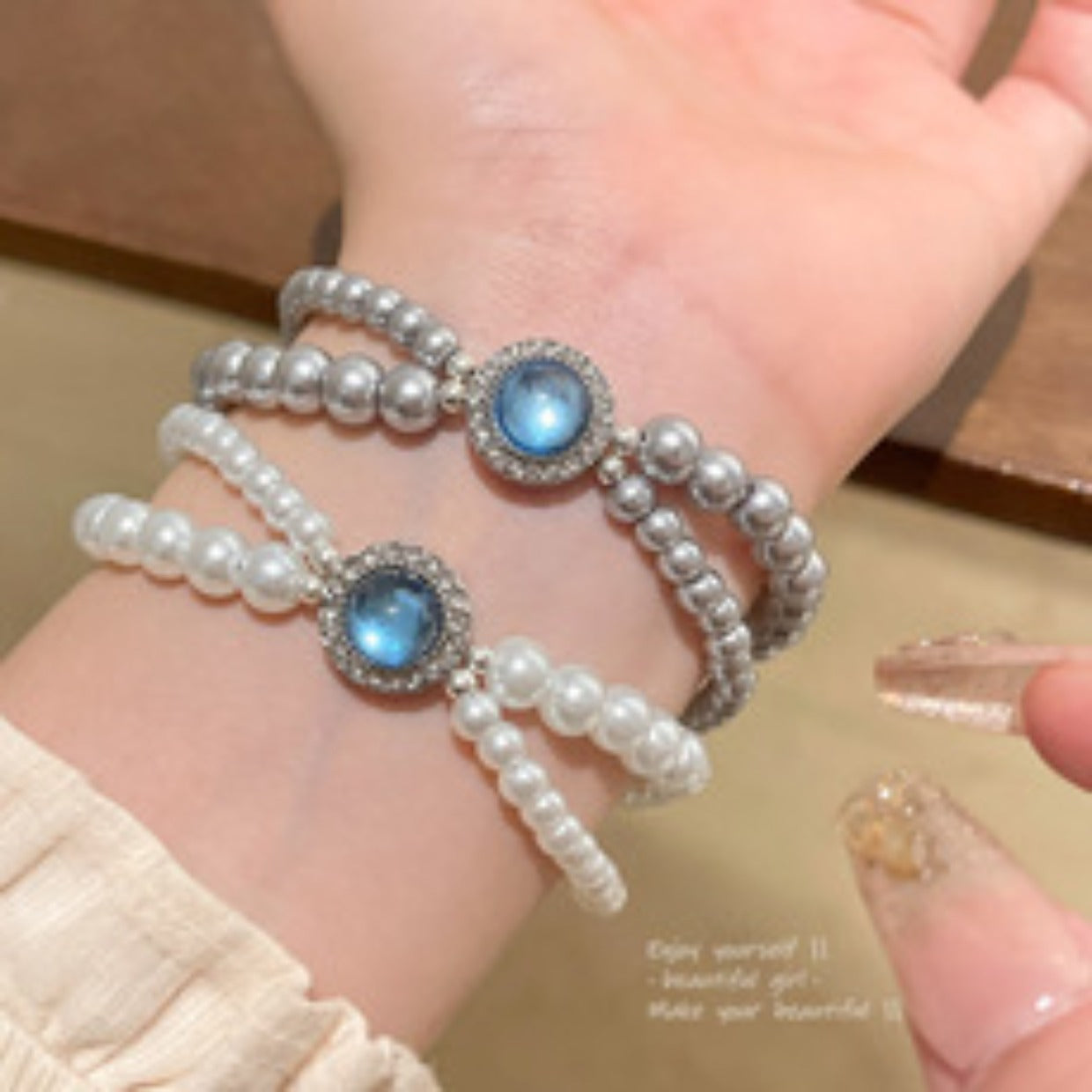 Easiest for Match Fancy Pearl Bracelet Women's New Chinese Style Chinese Ancient Style Obsidian Beaded Bracelet Crystal Bracelet Bracelet