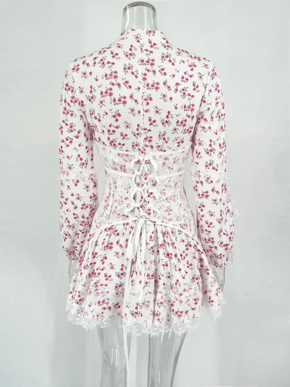 Lace Mini Dress Ruffled Fashion