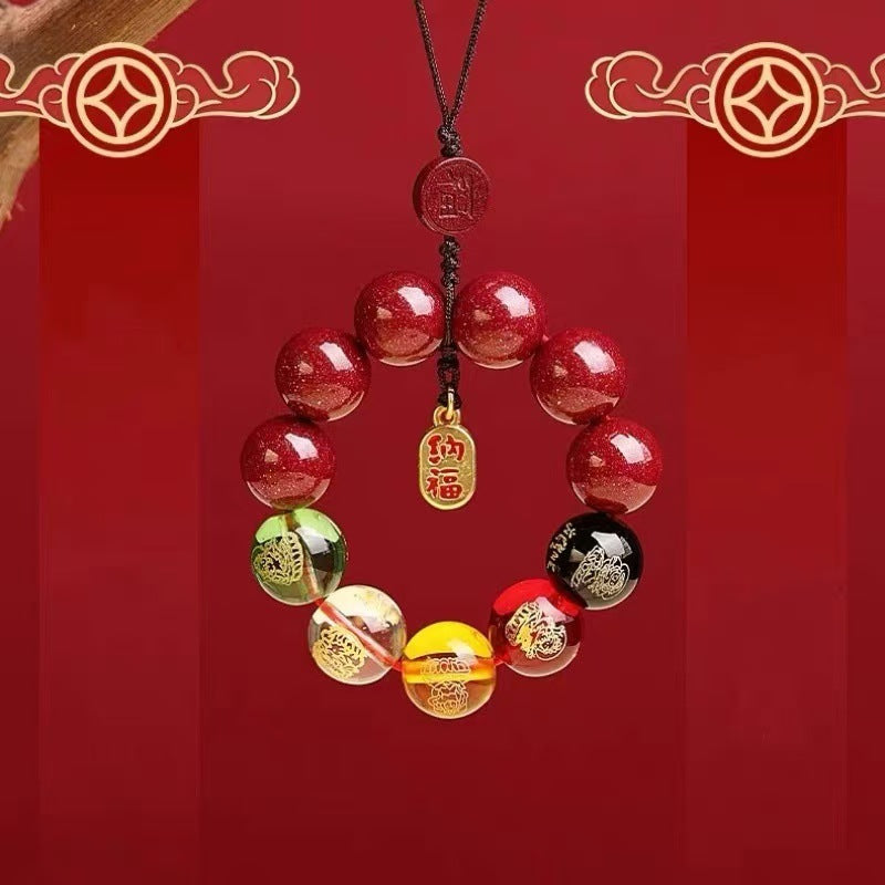 New Lucky Five-Way God of Wealth Keychain Mobile Phone Charm Luck Lanyard Phone Case Pendant Good Luck Year of Fate Pendant