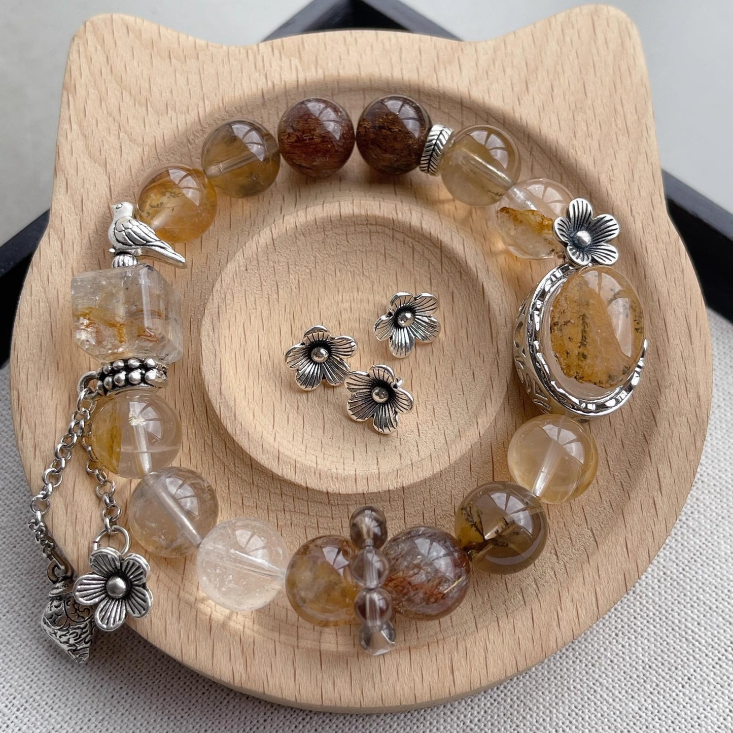 Natural Citrine Tajing Lucky Butterfly with Drip Bracelet Girlfriend Girlfriend Birthday Gift Jewelry