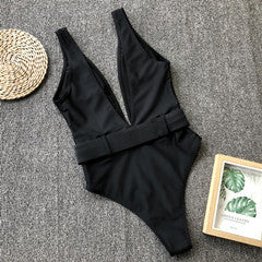 Sexy Pure Deep V Backless Swimwear Maillo