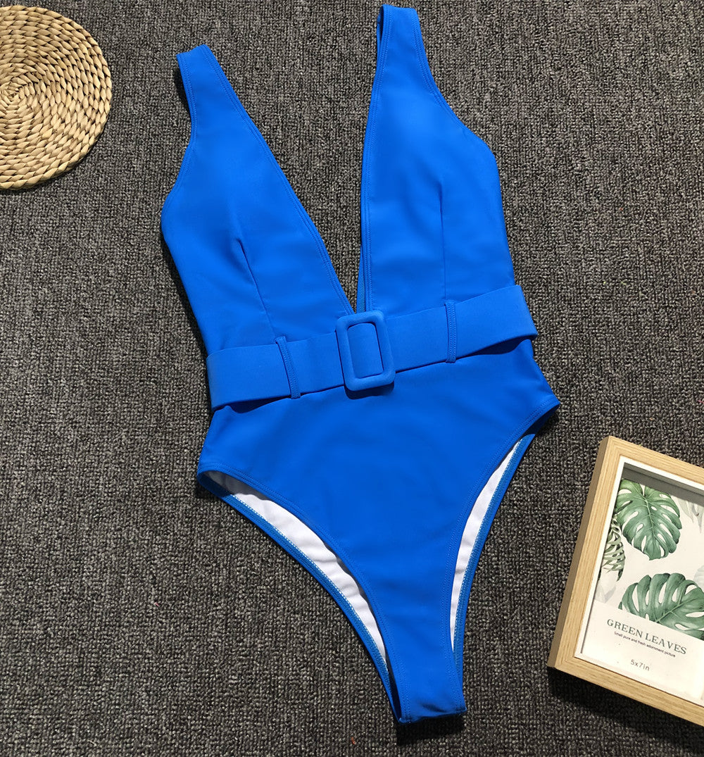 Sexy Pure Deep V Backless Swimwear Maillo