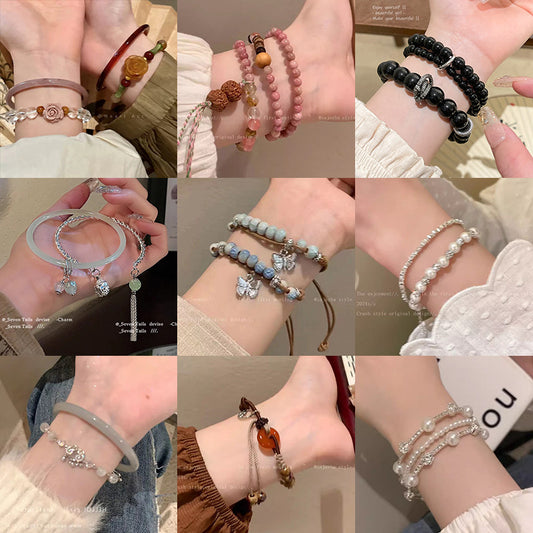 Easiest for Match Fancy Pearl Bracelet Women's New Chinese Style Chinese Ancient Style Obsidian Beaded Bracelet Crystal Bracelet Bracelet