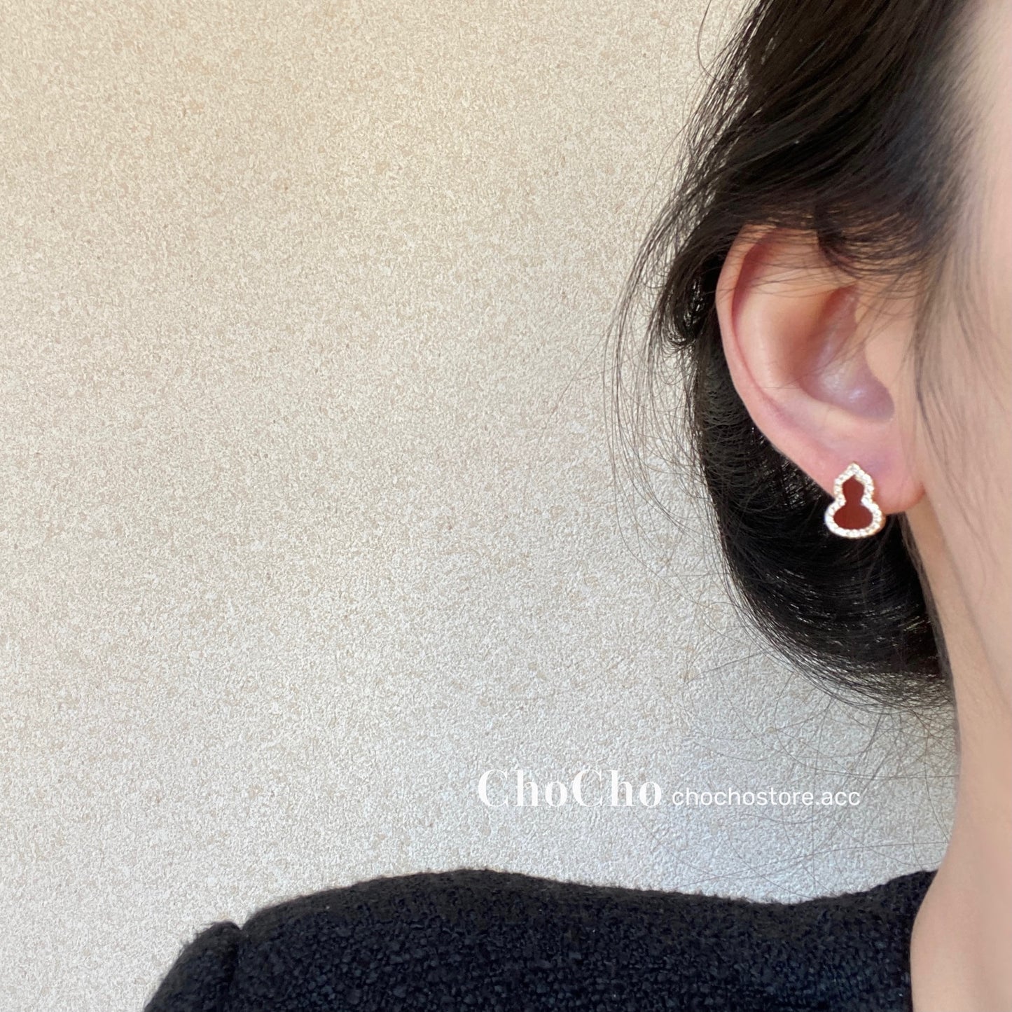 Chocho/New Year Ankela Red Gourd Earrings Female Wine Red New Year Niche Temperament Fancy Earrings Earrings