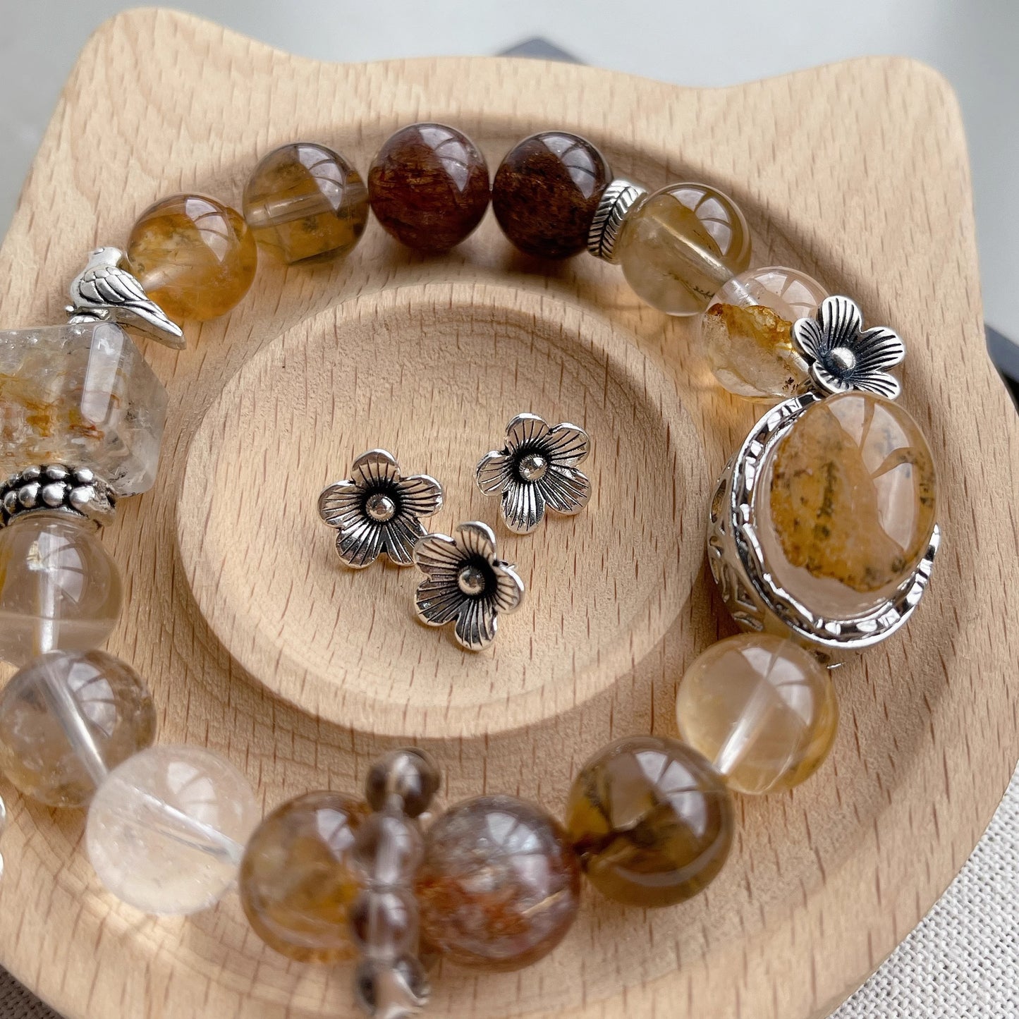 Natural Citrine Tajing Lucky Butterfly with Drip Bracelet Girlfriend Girlfriend Birthday Gift Jewelry