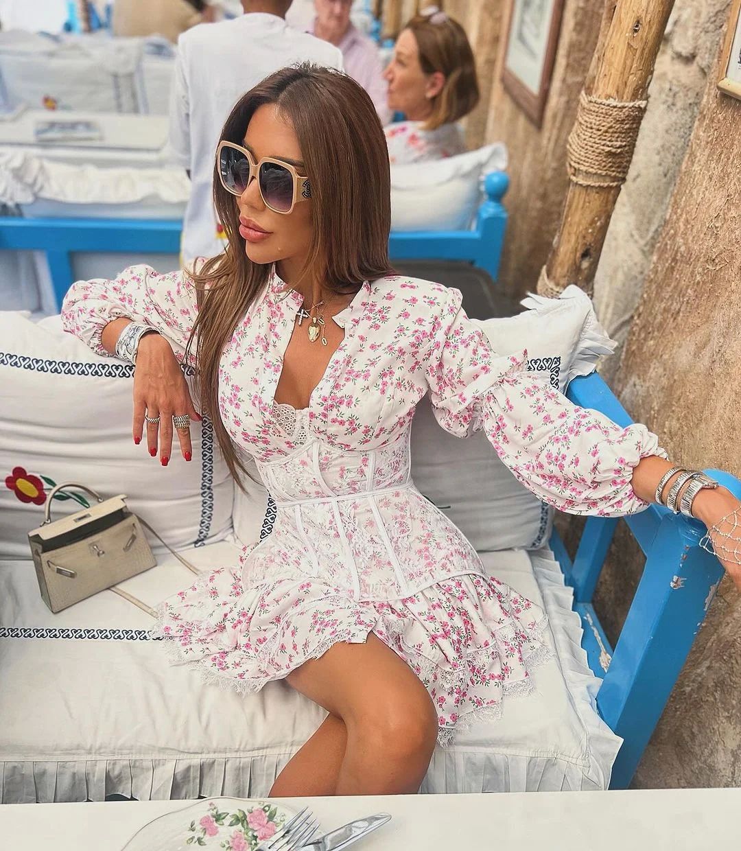 Lace Mini Dress Ruffled Fashion
