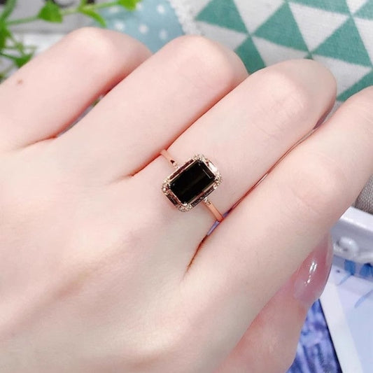 Year of Birth Small Bench Stylish Fashion Green Tourmaline Ring Women's S925 Silver Plated Diamond Emerald Exquisite Gift